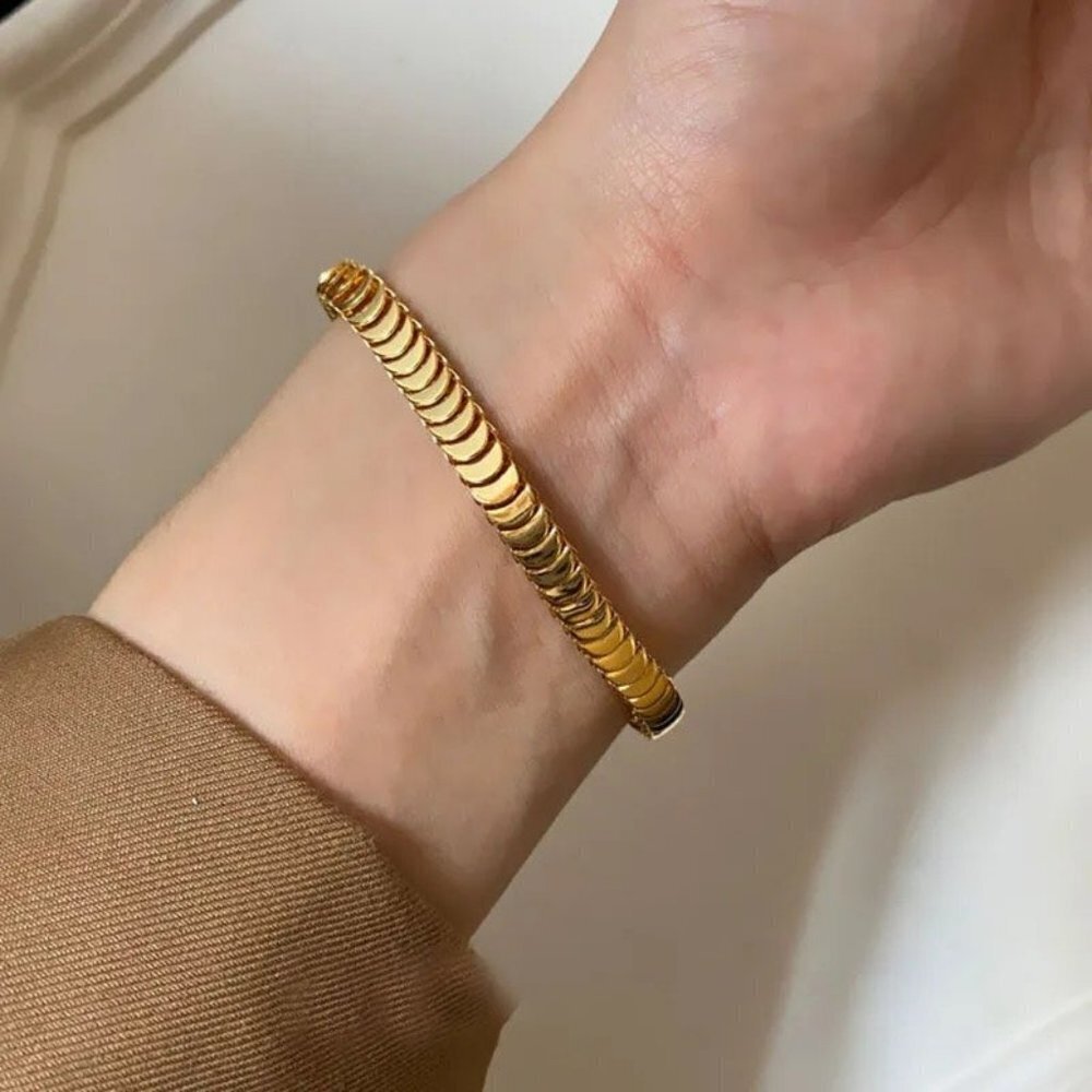 Square Box Fish Scale Mesh Double-sided Vintage Women's Bracelet